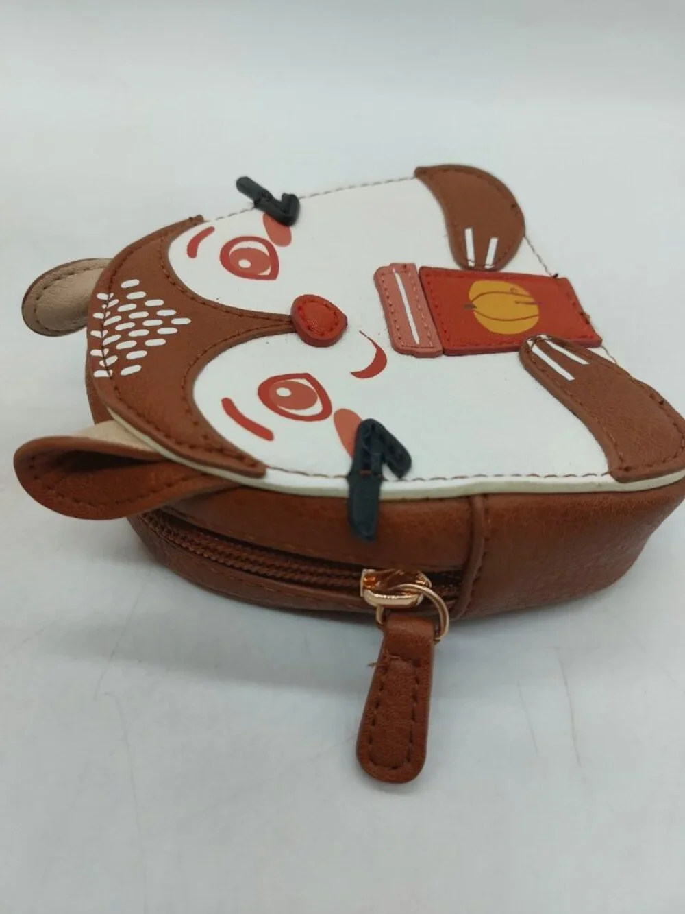 Lauren Conrad Squirrel Coin Pouch Purse Holding Pumpkin Drink Faux Leather